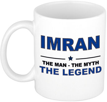 Bellatio Decorations Imran cadeau mok - man myth legend - naam koffiemok - 300 ml - collega - vaderdag Donkerblauw