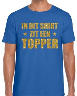 Bellatio Decorations In dit shirt zit een Topper goud glitter tekst t-shirt blauw voor heren - heren Toppers shirts 2XL