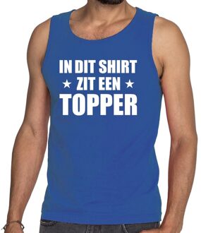 Bellatio Decorations In dit shirt zit een Topper tekst tanktop/mouwloos shirt blauw voor heren - heren Toppers shirts 2XL