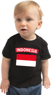 Bellatio Decorations Indonesia / Indonesie landen shirtje met vlag zwart voor babys 62 (1-3 maanden)