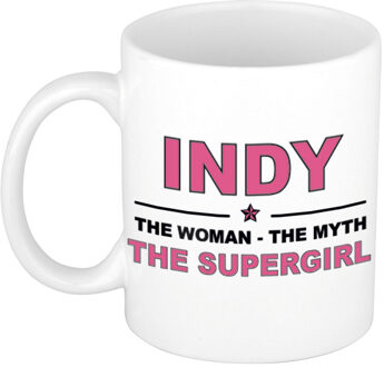 Bellatio Decorations Indy The woman, The myth the supergirl collega kado mokken/bekers 300 ml Oudroze