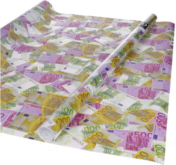 Bellatio Decorations Inpakpapier - 5x - Euro geld biljetten - 250 x 70 cm - rollen - Rich and famous thema - cadeaupapier