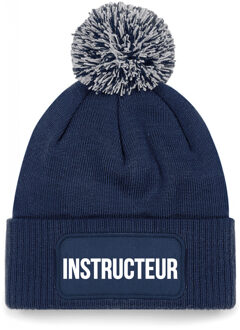 Bellatio Decorations Instructeur muts met pompon - unisex - one size - navy