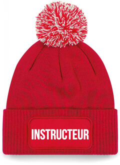 Bellatio Decorations Instructeur muts met pompon - unisex - one size - rood One size