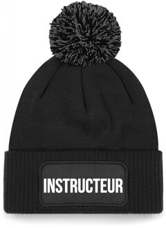 Bellatio Decorations Instructeur muts met pompon - unisex - one size - zwart One size