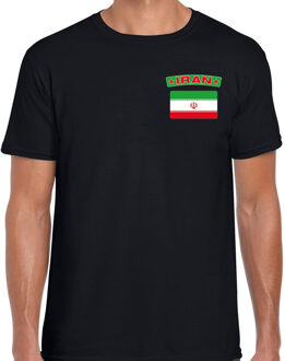 Bellatio Decorations Iran t-shirt met vlag zwart op borst voor heren