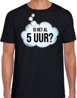Bellatio Decorations Is het al 5 uur / vijf uur fun tekst t-shirt / shirt - zwart - voor heren - fun tekst / grappige shirts / outfit L