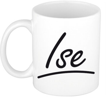 Bellatio Decorations Ise Naam koffiemok - beker - met sierlijke letters - wit - 300 ml - Cadeau - Dames