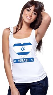 Bellatio Decorations Israel hart vlag singlet shirt/ tanktop wit dames L