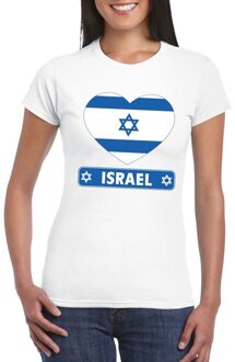 Bellatio Decorations Israel hart vlag t-shirt wit dames XS