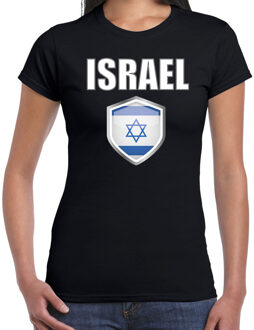 Bellatio Decorations Israel landen supporter t-shirt met Israelische vlag schild zwart dames