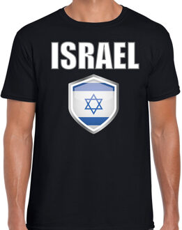 Bellatio Decorations Israel landen supporter t-shirt met Israelische vlag schild zwart heren