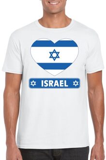 Bellatio Decorations Israel t-shirt met israelische vlag in hart wit heren 2xl