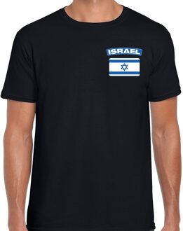 Bellatio Decorations Israel t-shirt met vlag zwart op borst voor heren M