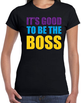 Bellatio Decorations It is good to be the boss fun tekst t-shirt zwart dames XS