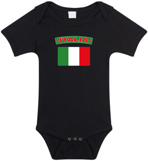 Bellatio Decorations Italia baby rompertje met vlag Italie - zwart - jongens en meisjes - Kraamcadeau - Babykleding 56 (1-2 maanden)