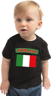 Bellatio Decorations Italia / Italie landen shirtje met vlag zwart voor babys 62 (1-3 maanden)