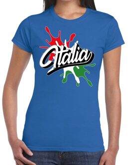 Bellatio Decorations Italia/Italie t-shirt spetter blauw voor dames XS