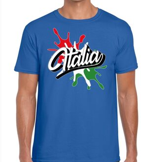 Bellatio Decorations Italia/Italie t-shirt spetter blauw voor heren 2XL