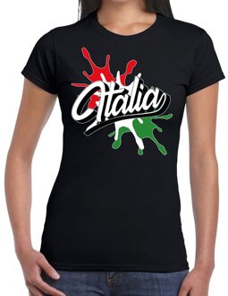 Bellatio Decorations Italia/Italie t-shirt spetter zwart voor dames XS