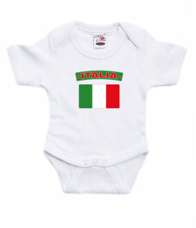 Bellatio Decorations Italia rompertje - met vlag Italie - wit - voor babys - kraamcadeau 56 (1-2 maanden)