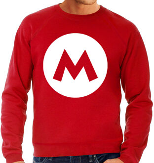 Bellatio Decorations Italiaanse Mario loodgieter verkleed trui / sweater rood voor heren - carnaval / feesttrui kleding / kostuum 2XL