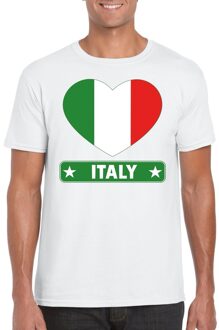Bellatio Decorations Italiaanse vlag in hartje shirt wit heren