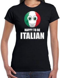 Bellatio Decorations Italie emoticon Happy to be Italian landen t-shirt zwart dames