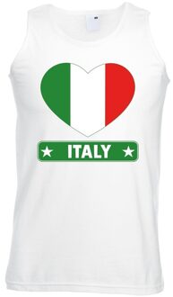 Bellatio Decorations Italie hart vlag singlet shirt/ tanktop wit heren