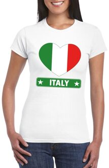 Bellatio Decorations Italie hart vlag t-shirt wit dames 2XL