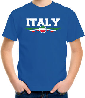 Bellatio Decorations Italie / Italy landen t-shirt met Italiaanse vlag blauw kids - landen shirt / kleding - EK / WK / Olympische spelen outfit L (146-152)