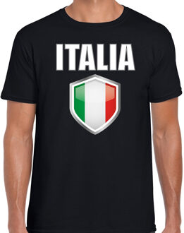 Bellatio Decorations Italie landen supporter t-shirt met Italiaanse vlag schild zwart heren