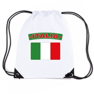 Bellatio Decorations Italie nylon rugzak wit met Italiaanse vlag