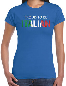 Bellatio Decorations Italie Proud to be Italian landen t-shirt - blauw - dames -  Italie landen shirt  met Italiaanse vlag/ kleding - EK / WK / Olympische spelen outfit 2XL