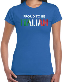 Bellatio Decorations Italie Proud to be Italian landen t-shirt blauw dames