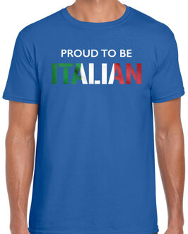 Bellatio Decorations Italie Proud to be Italian landen t-shirt - blauw - heren -  Italie landen shirt  met Italiaanse vlag/ kleding - EK / WK / Olympische spelen outfit 2XL