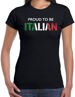 Bellatio Decorations Italie Proud to be Italian landen t-shirt - zwart - dames -  Italie landen shirt  met Italiaanse vlag/ kleding - EK / WK / Olympische spelen outfit 2XL