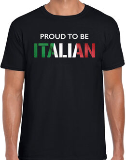 Bellatio Decorations Italie Proud to be Italian landen t-shirt - zwart - heren -  Italie landen shirt  met Italiaanse vlag/ kleding - EK / WK / Olympische spelen outfit 2XL