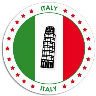 Bellatio Decorations Italie sticker rond 14,8 cm landen decoratie
