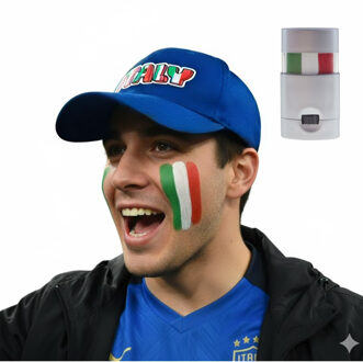 Bellatio Decorations Italie supporters set - baseballcap blauw - met vlag schminkstift - volwassenen - landen