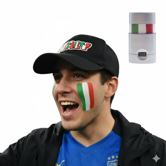 Bellatio Decorations Italie supporters set - baseballcap zwart - met vlag schminkstift - volwassenen - landen