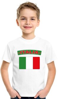 Bellatio Decorations Italie t-shirt met italiaanse vlag wit kinderen l (146-152)