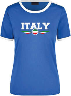 Bellatio Decorations Italy blauw / wit ringer landen t-shirt logo met vlag Italie voor dames