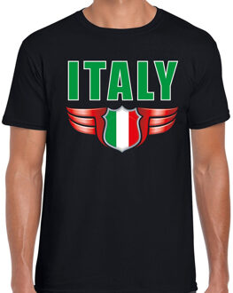 Bellatio Decorations Italy landen t-shirt - met wapen - Italie - zwart - voor heren - supporters