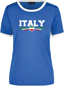 Bellatio Decorations Italy ringer landen t-shirt blauw met witte randjes voor dames - Italie supporter kleding L