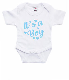 Bellatio Decorations Its a boy gender reveal baby - rompertje - wit - jongens - kraamcadeau 56 (1-2 maanden)