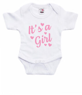 Bellatio Decorations Its a girl gender reveal - baby rompertje - wit - meisjes - kraamcadeau 92 (18-24 maanden)