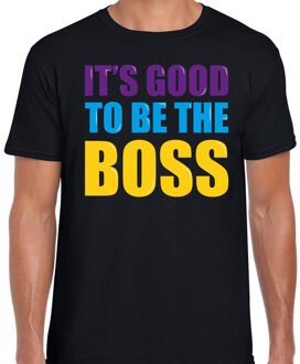 Bellatio Decorations Its good to be the boss fun tekst t-shirt zwart heren