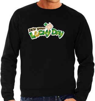 Bellatio Decorations Its your lucky day / St. Patricks day sweater / kostuum zwart heren