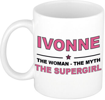 Bellatio Decorations Ivonne cadeau mok - Woman Myth Supergirl - naam koffiemok - 300 ml - collega - moederdag
